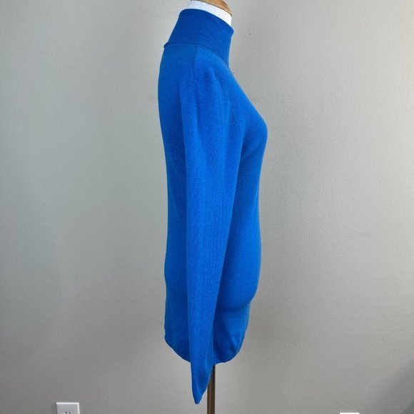 Ann Taylor Turtleneck Sweater L Blue Cashmere Blend Long Sleeve Lightweight Slim - Picture 4 of 8